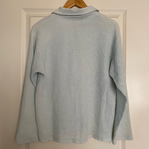 DONNI waffle half zip in SKY / size small - Picture 2 of 6